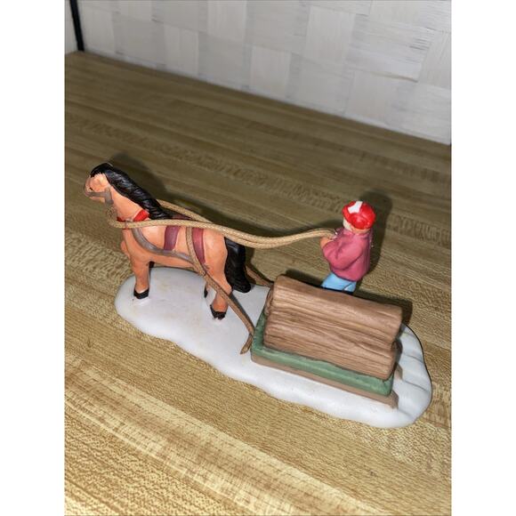 1994 Christmas Valley Season Specialties Horse Sled Lumberjack Boxed New - Picture 4 of 11